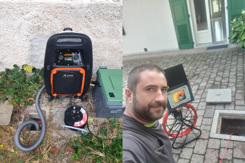 individuazione pozzetti di scarico con fumo e-steam e video ispezione